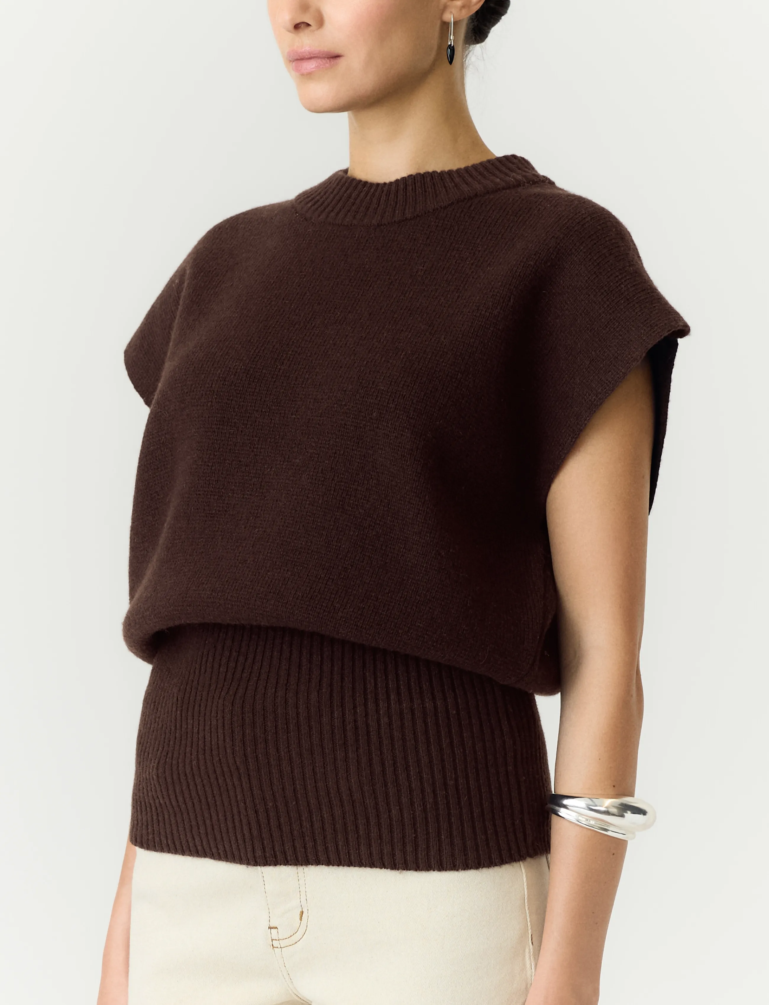 YAS - YASESLI SL WOOL BLEND KNIT VEST - knitted vests - coffee bean - 5
