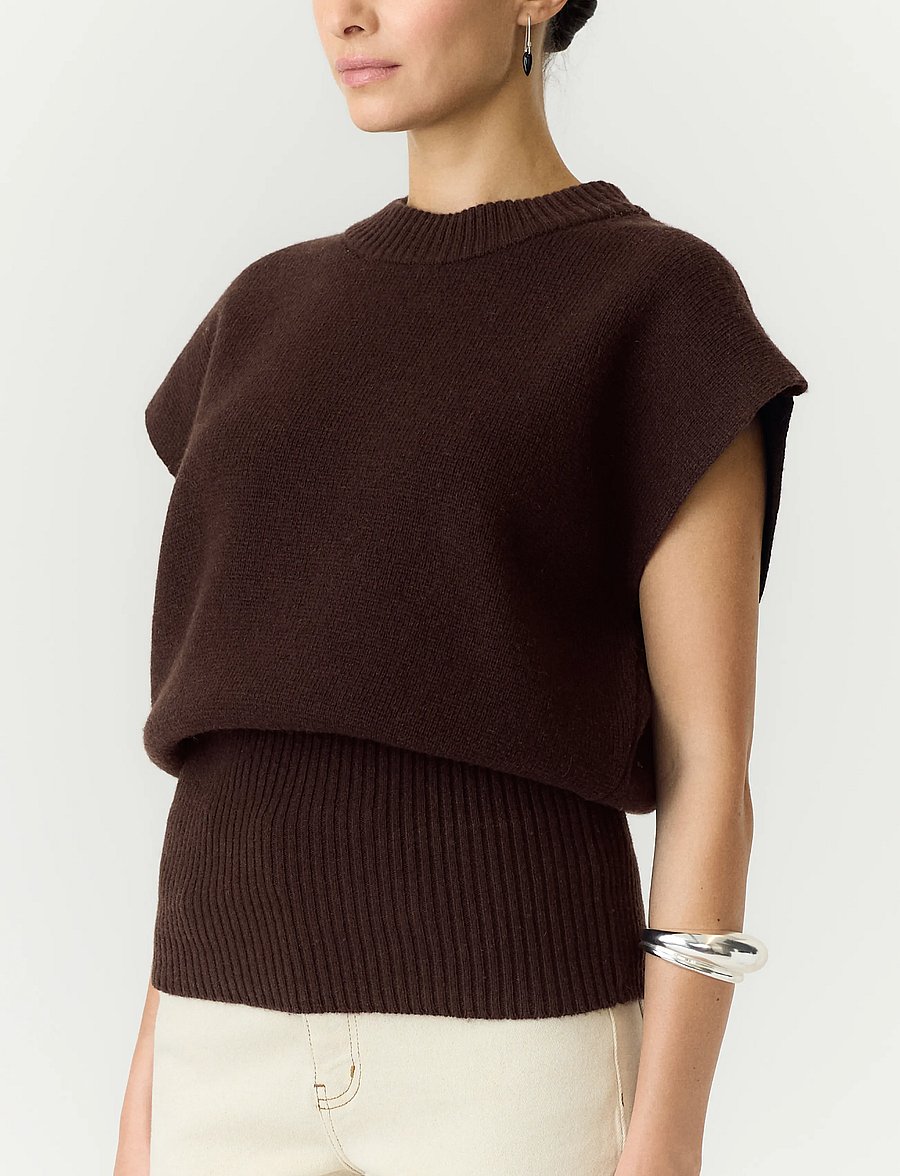 YAS - YASESLI SL WOOL BLEND KNIT VEST - strickwesten - coffee bean - 5