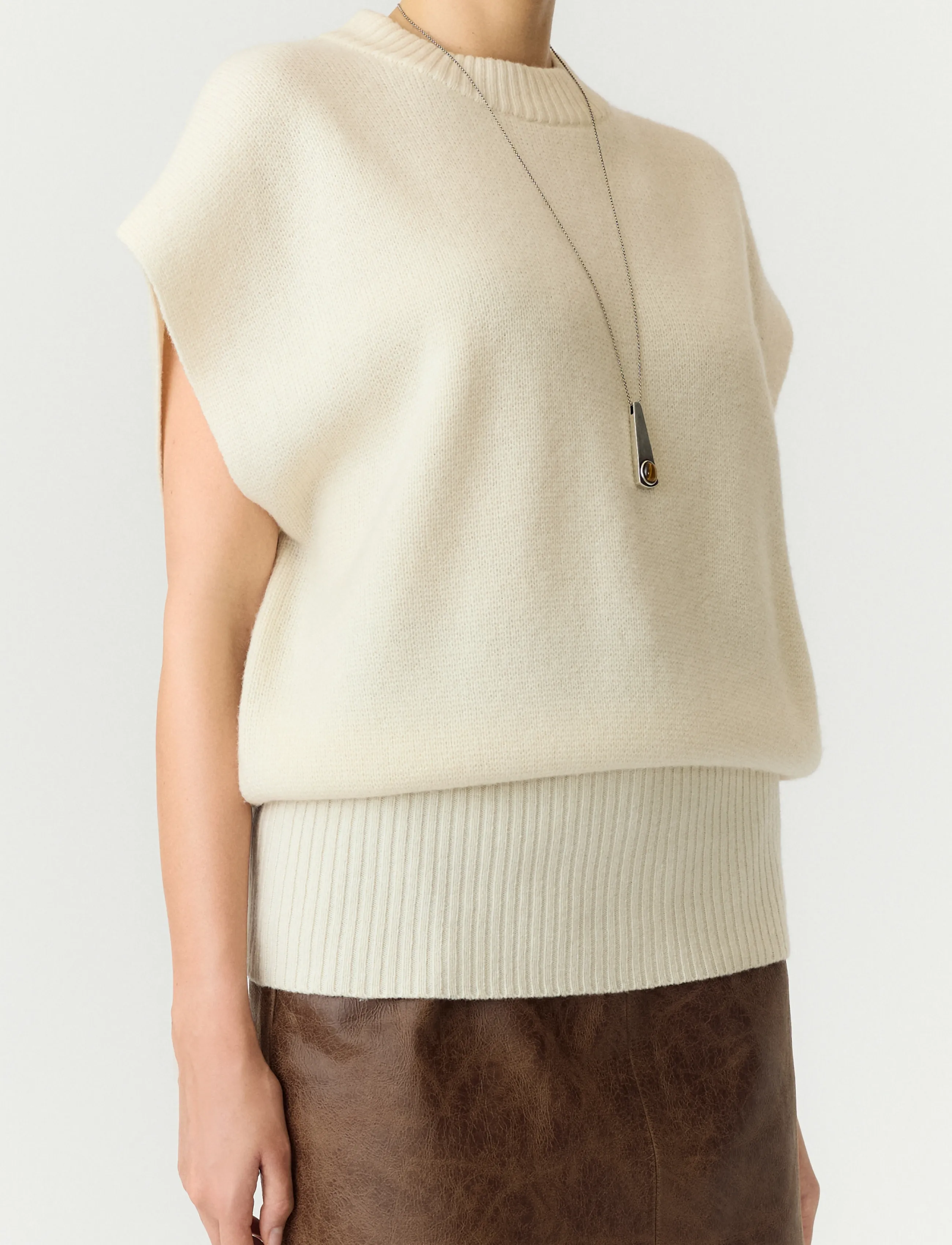 YAS - YASESLI SL WOOL BLEND KNIT VEST - strickwesten - pristine - 5
