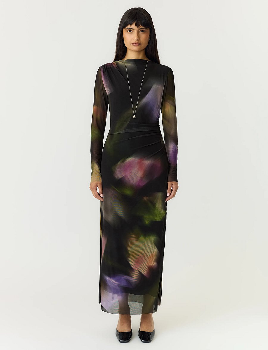 YAS - YASSHAMA LS LONG MESH DRESS - midikleider - black - 0