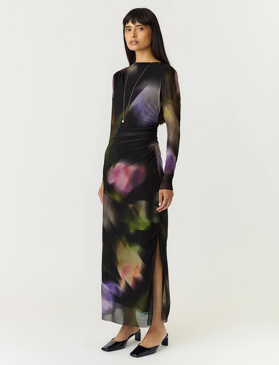 YAS - YASSHAMA LS LONG MESH DRESS - midikleider - black - 4