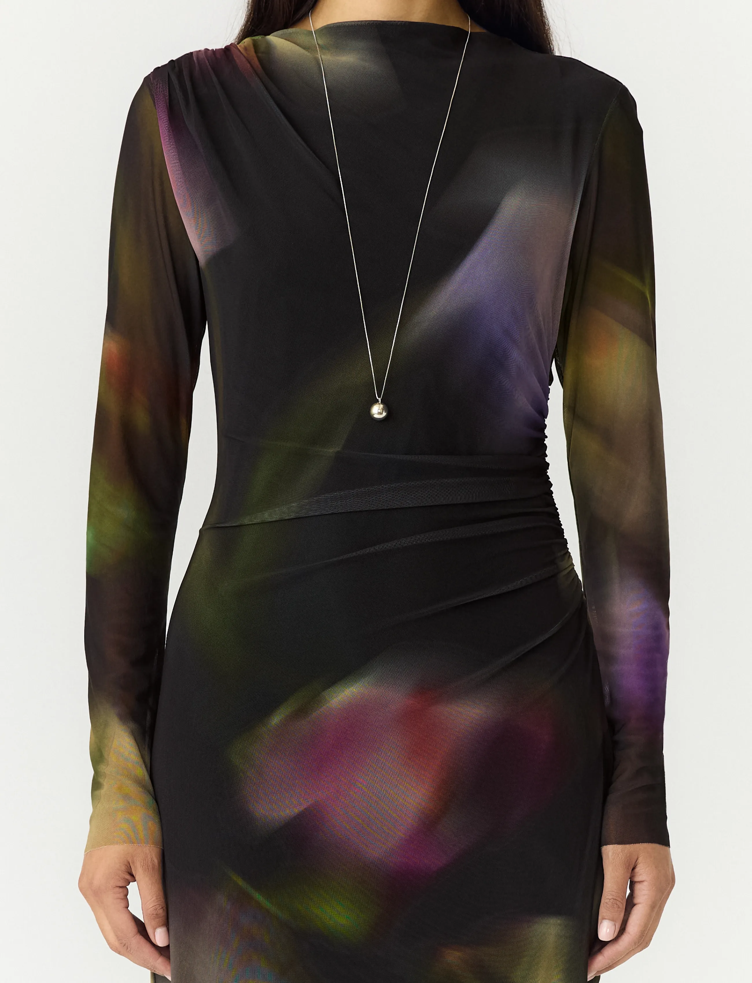 YAS - YASSHAMA LS LONG MESH DRESS - midi dresses - black - 5
