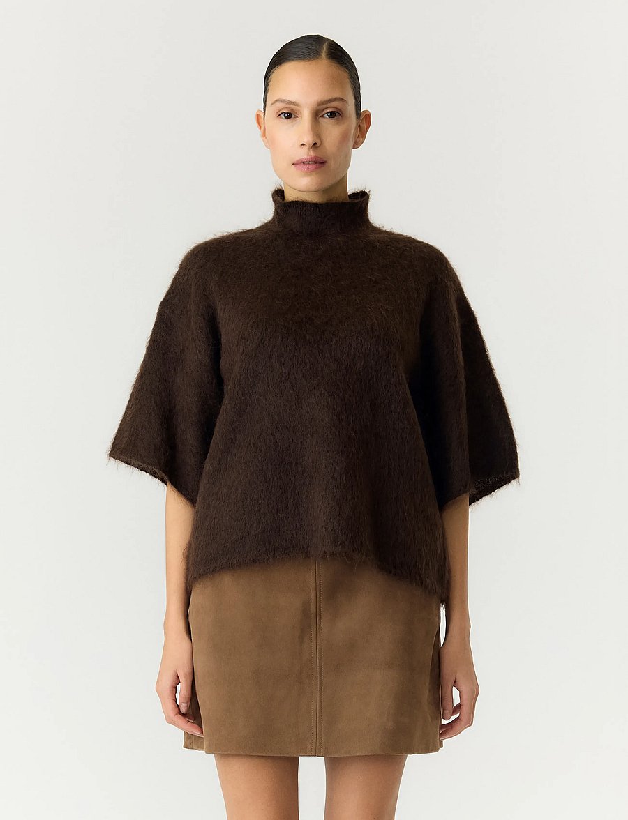 YAS - YASTILDE 2/4 MOHAIR BLEND KNIT PULLOVER - crop tops - mole - 0