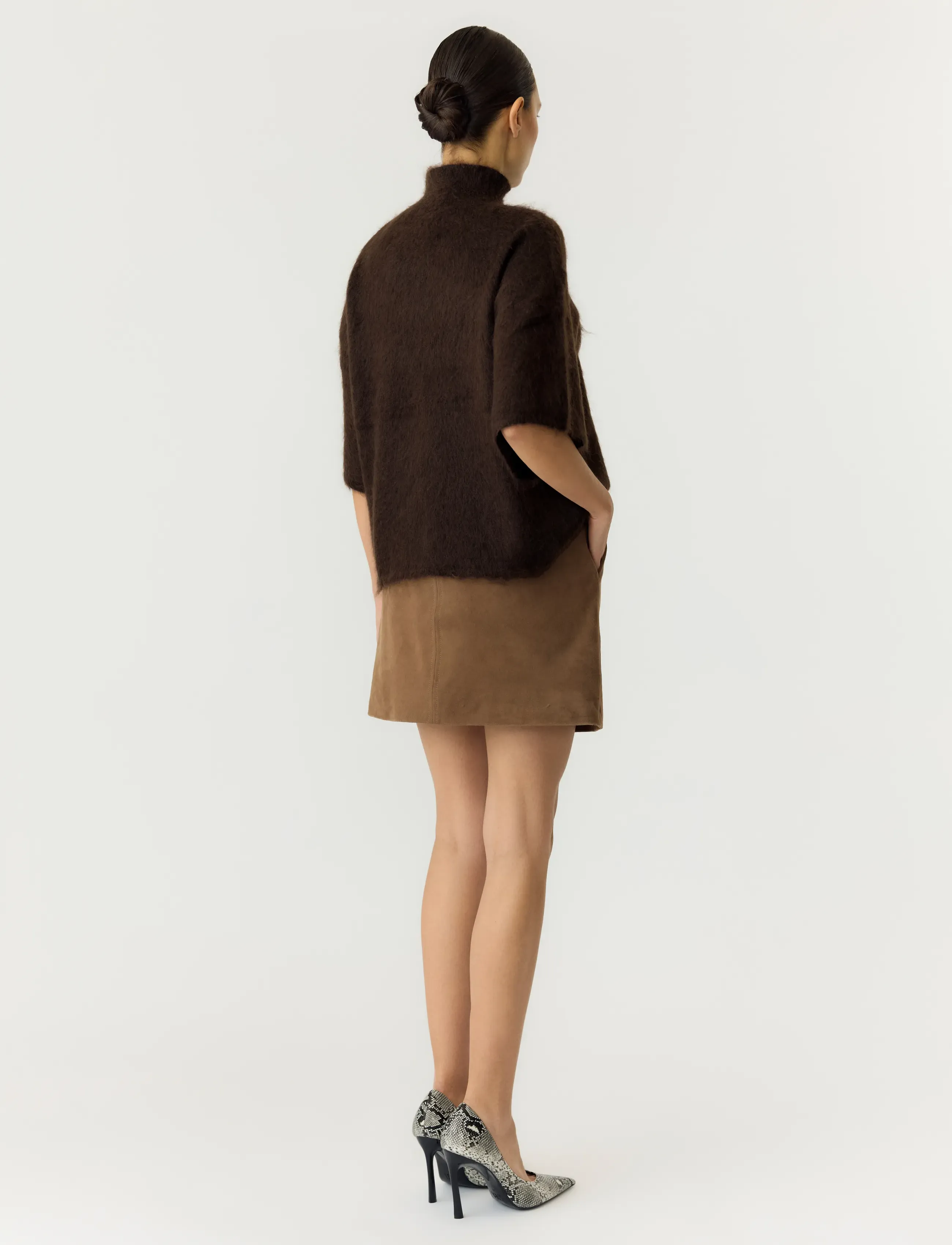 YAS - YASTILDE 2/4 MOHAIR BLEND KNIT PULLOVER - autumn clothing - mole - 3