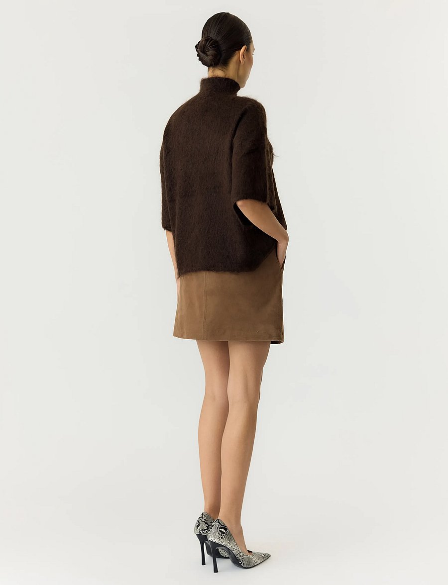 YAS - YASTILDE 2/4 MOHAIR BLEND KNIT PULLOVER - crop tops - mole - 3