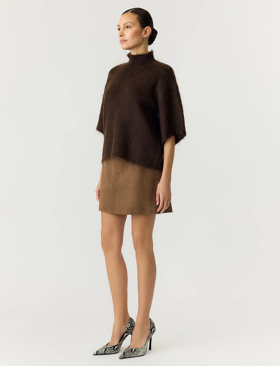 YAS - YASTILDE 2/4 MOHAIR BLEND KNIT PULLOVER - crop tops - mole - 4