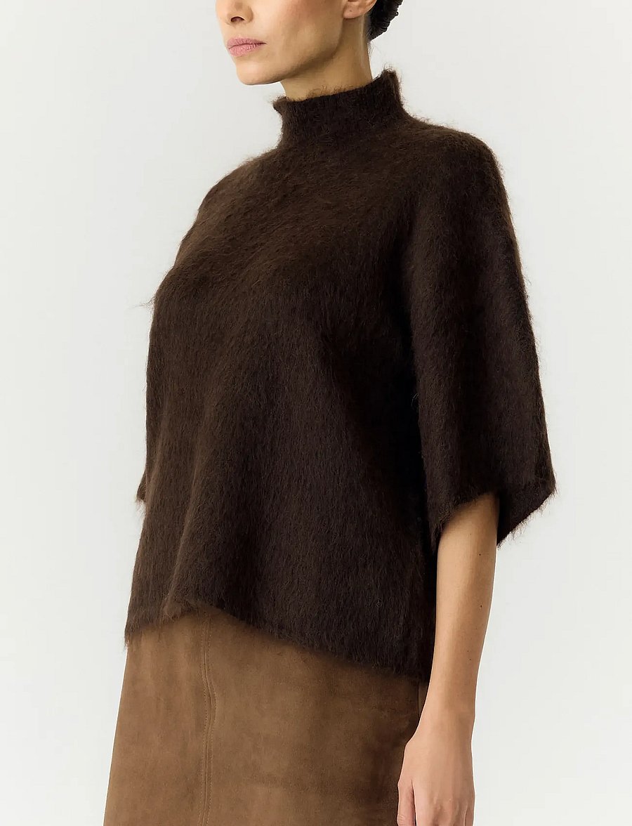 YAS - YASTILDE 2/4 MOHAIR BLEND KNIT PULLOVER - crop tops - mole - 5