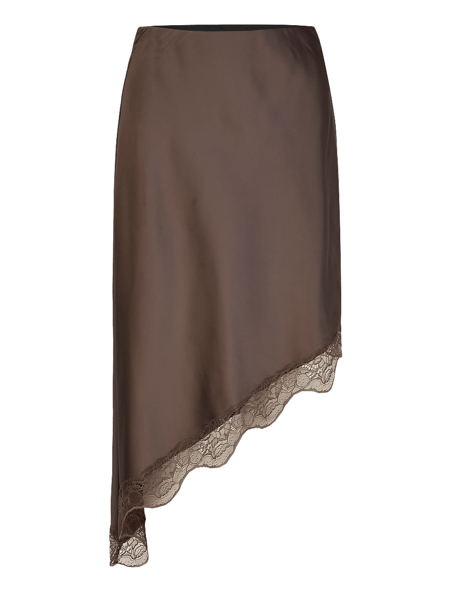 YAS - YASEVELINE HW MIDI LACE SKIRT S. - D2D - vidutinio ilgio sijonai - chocolate brown - 0