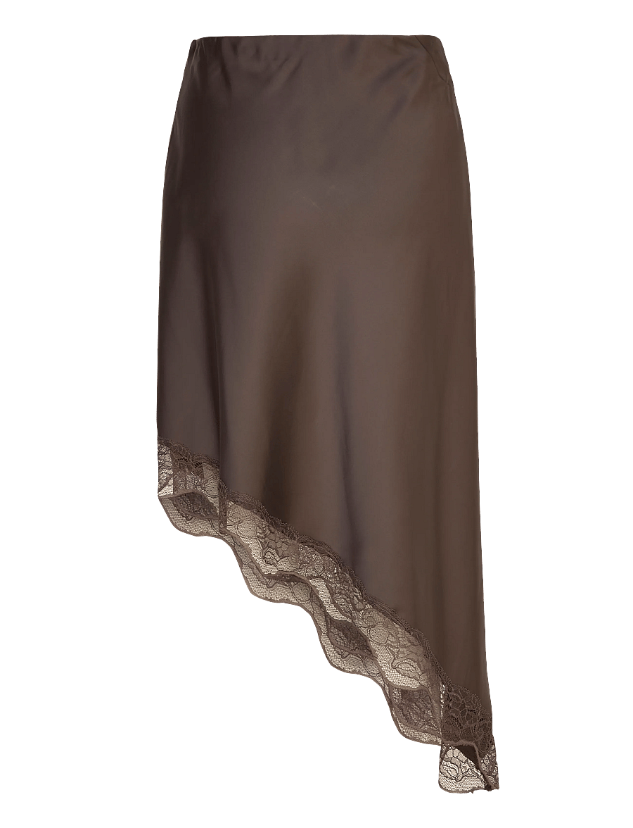 YAS - YASEVELINE HW MIDI LACE SKIRT S. - D2D - vidutinio ilgio sijonai - chocolate brown - 1