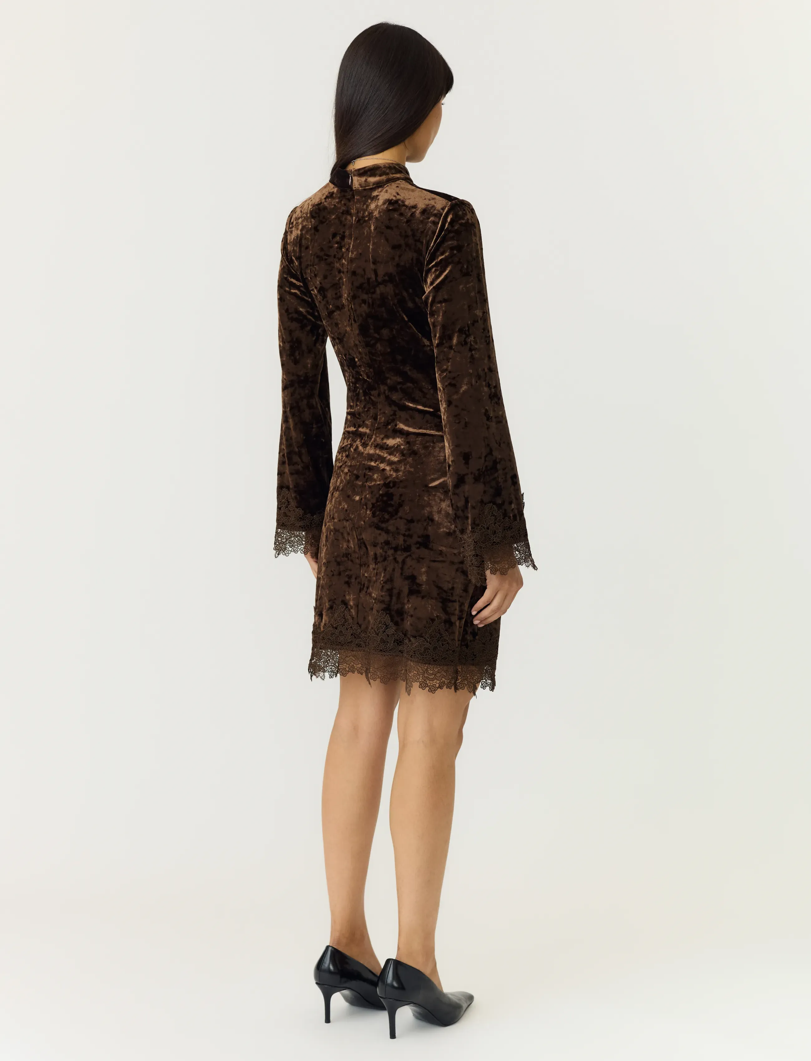 YAS - YASVELLIA LS SHORT LACE DRESS.- SHOW - spitzenkleider - coffee bean - 3