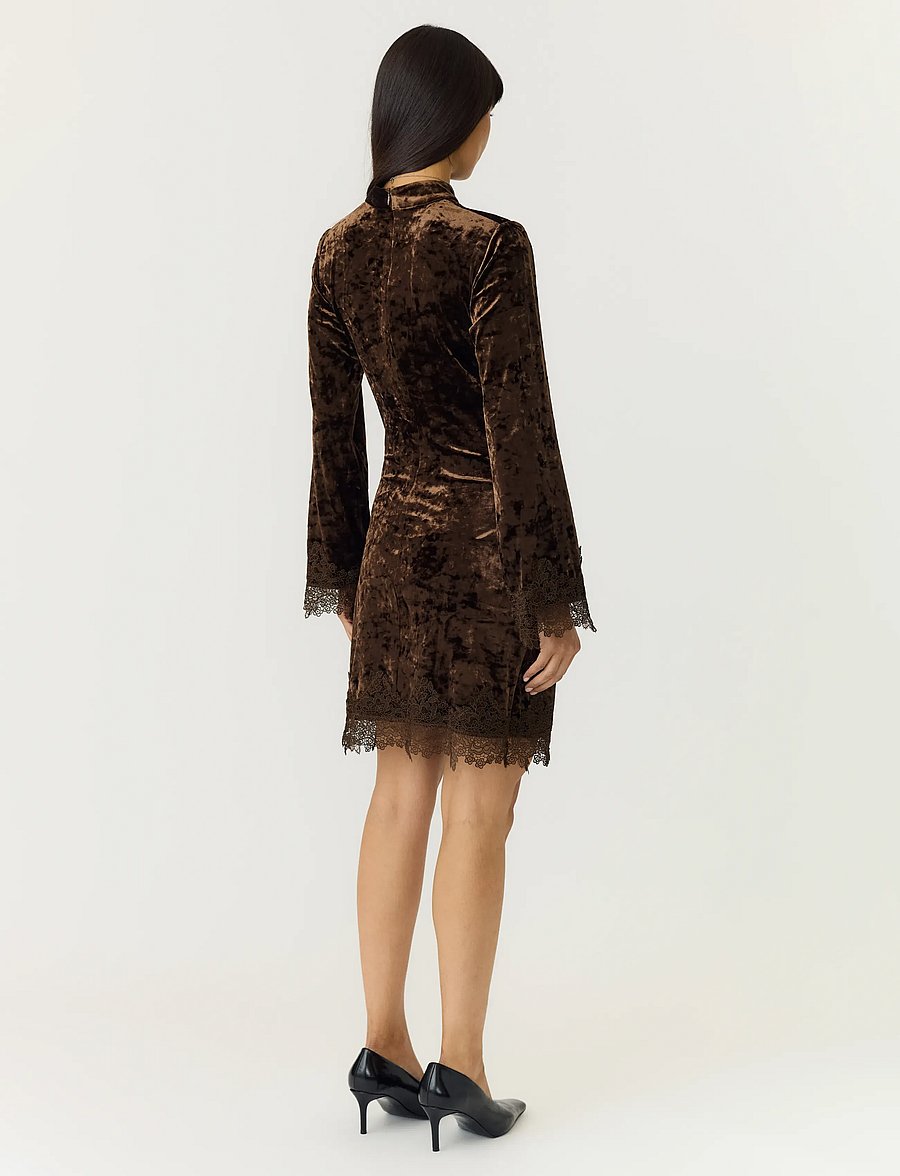 YAS - YASVELLIA LS SHORT LACE DRESS.- SHOW - spitzenkleider - coffee bean - 3