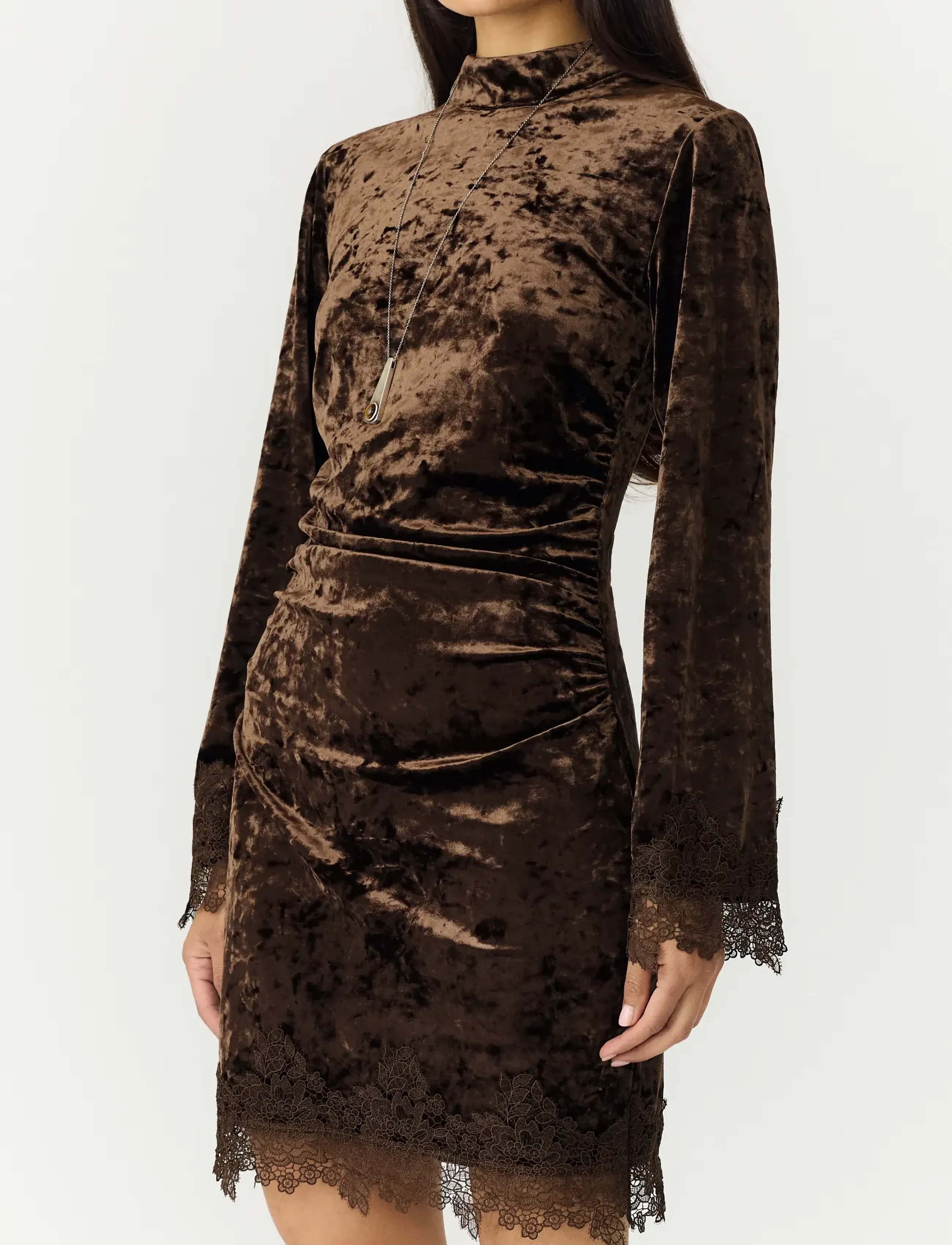YAS - YASVELLIA LS SHORT LACE DRESS.- SHOW - spitzenkleider - coffee bean - 5