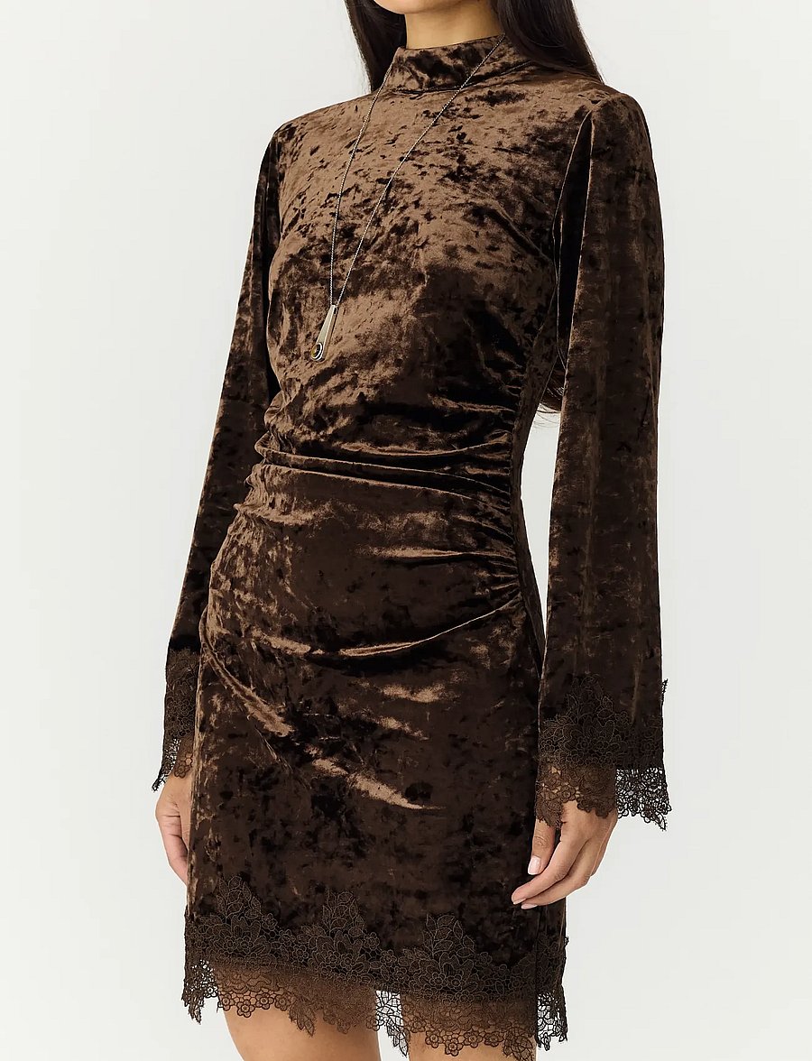 YAS - YASVELLIA LS SHORT LACE DRESS.- SHOW - spitzenkleider - coffee bean - 5