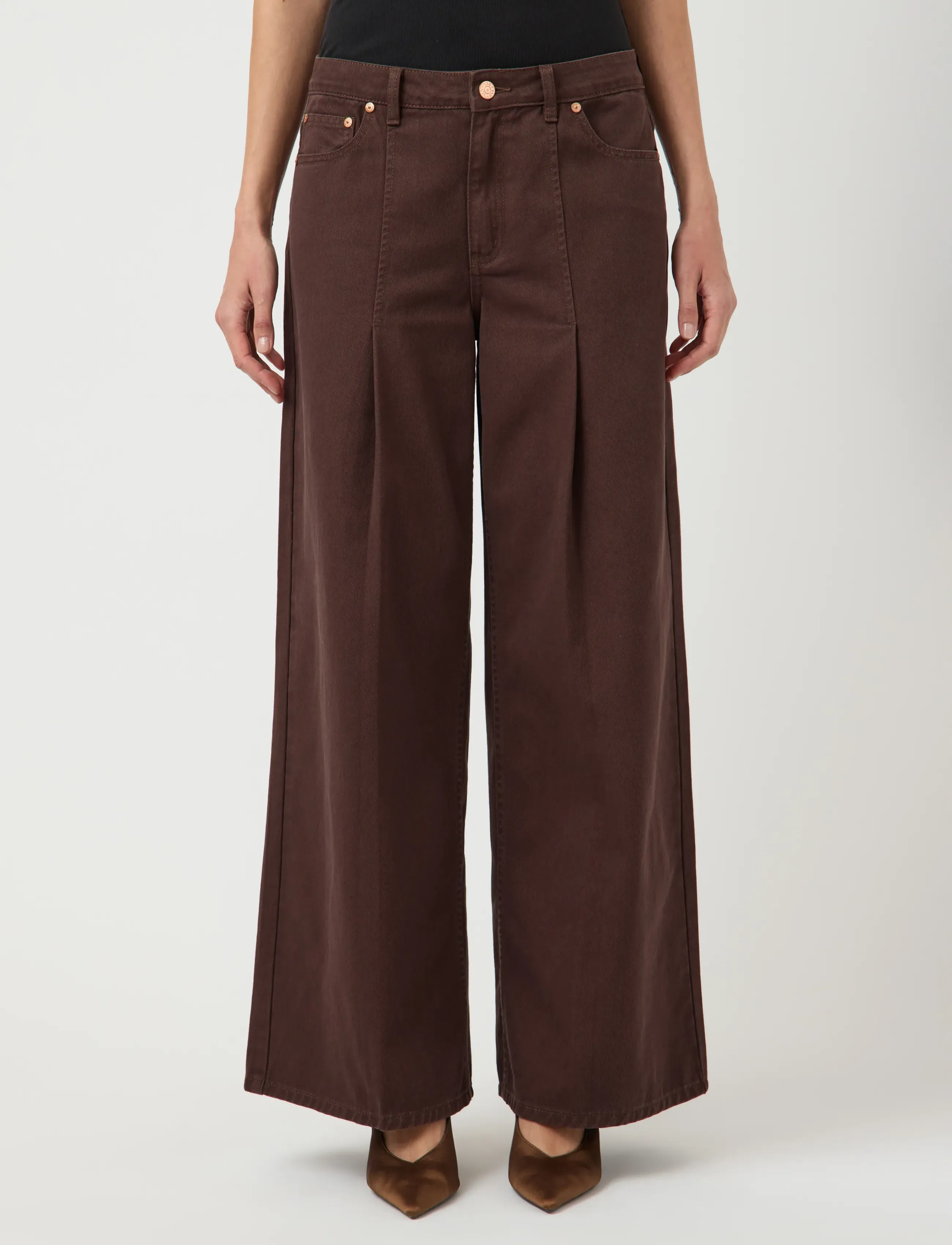 YAS YASELSIE MW WIDE JEANS S. - EX - Džinsai - COFFEE BEAN / brown