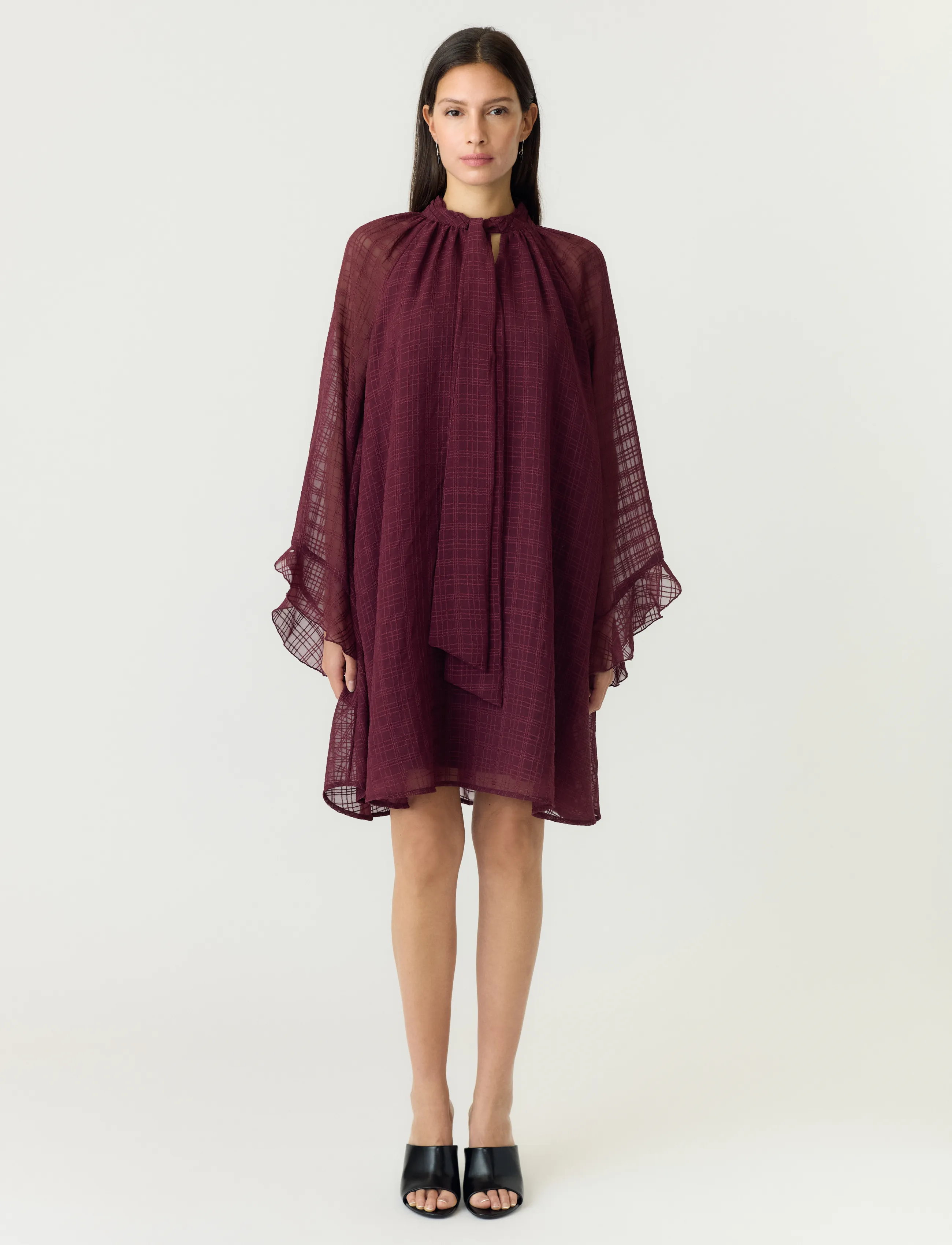 YAS YASLIANA LS TIE NECK DRESS S. - Kleidung - FIG / burgundy