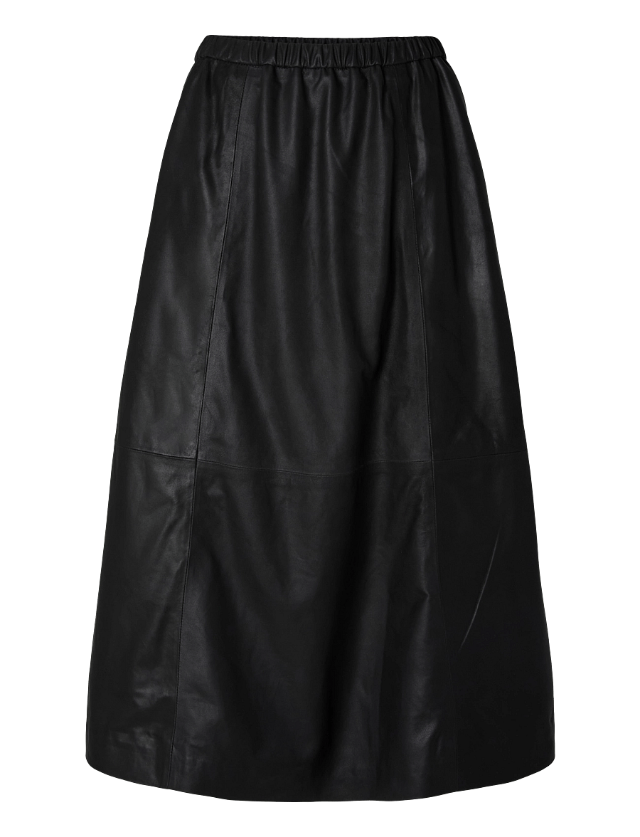 YAS - YASCOLEA HW LONG LEATHER SKIRT - black - 1