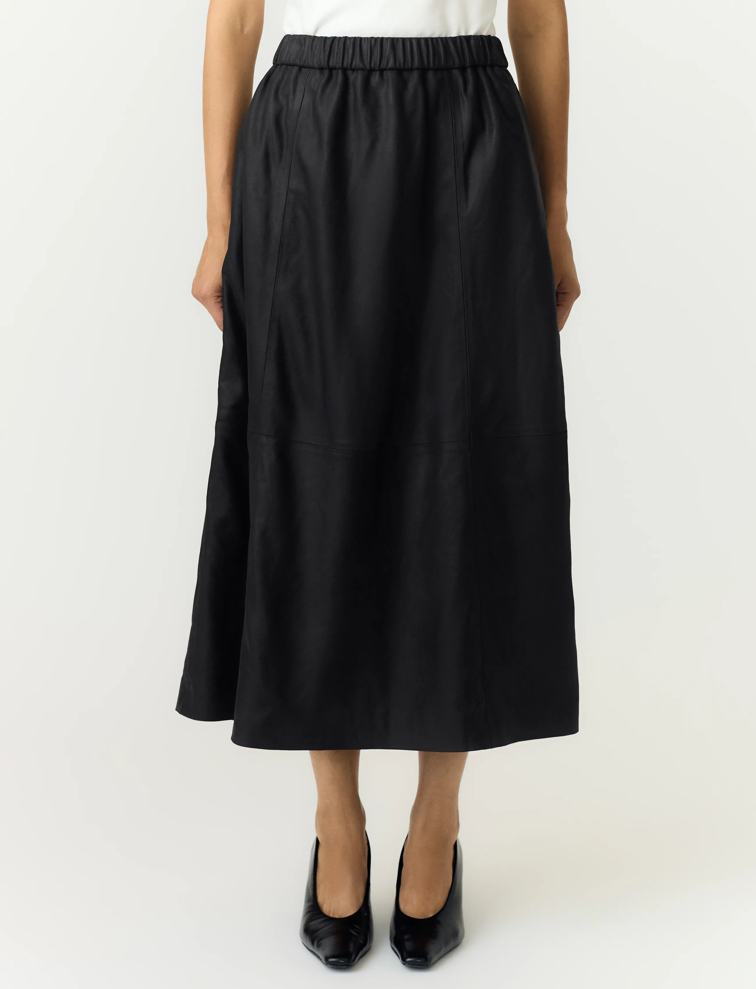 YAS YASCOLEA HW LONG LEATHER SKIRT - YAS - BLACK / black