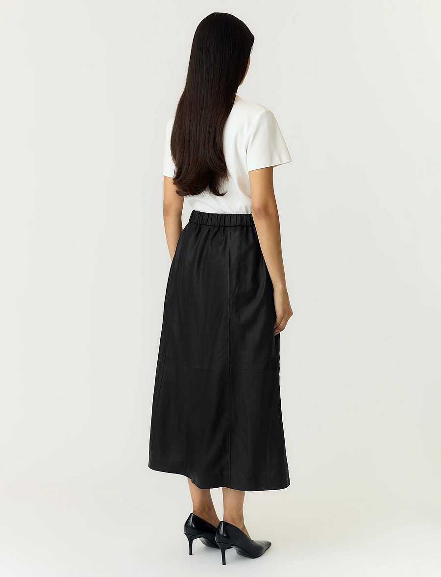 YAS - YASCOLEA HW LONG LEATHER SKIRT - black - 3