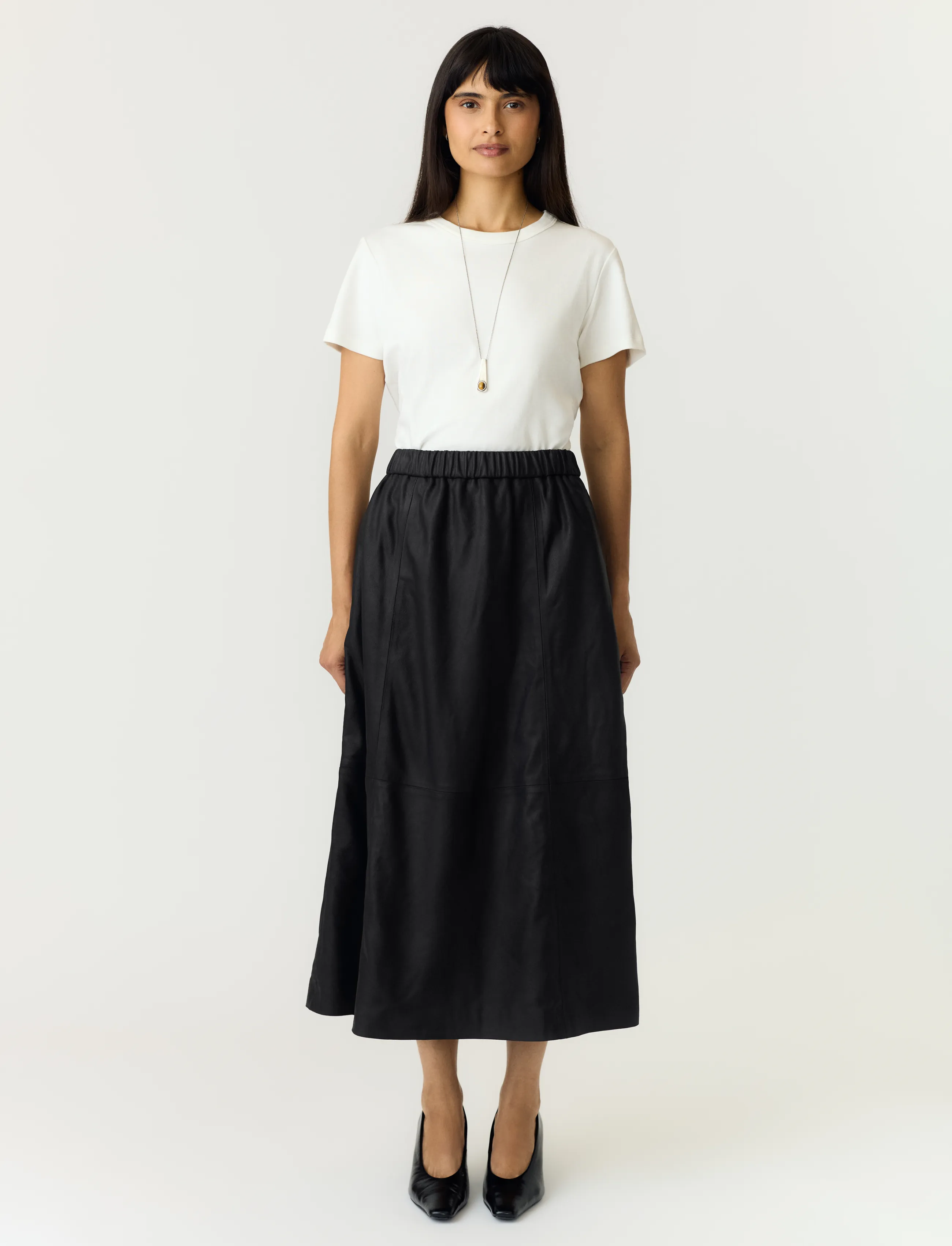 YAS - YASCOLEA HW LONG LEATHER SKIRT - black - 4