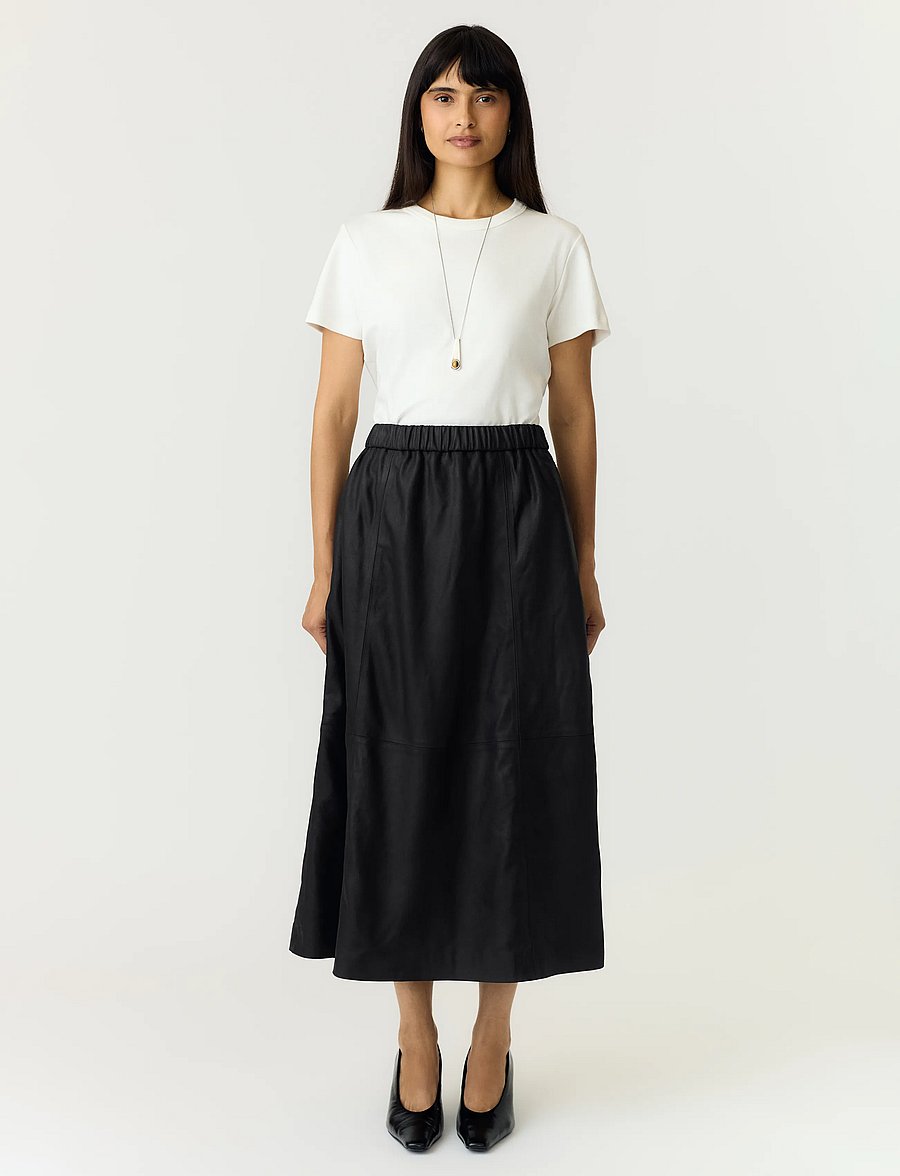 YAS - YASCOLEA HW LONG LEATHER SKIRT - black - 4