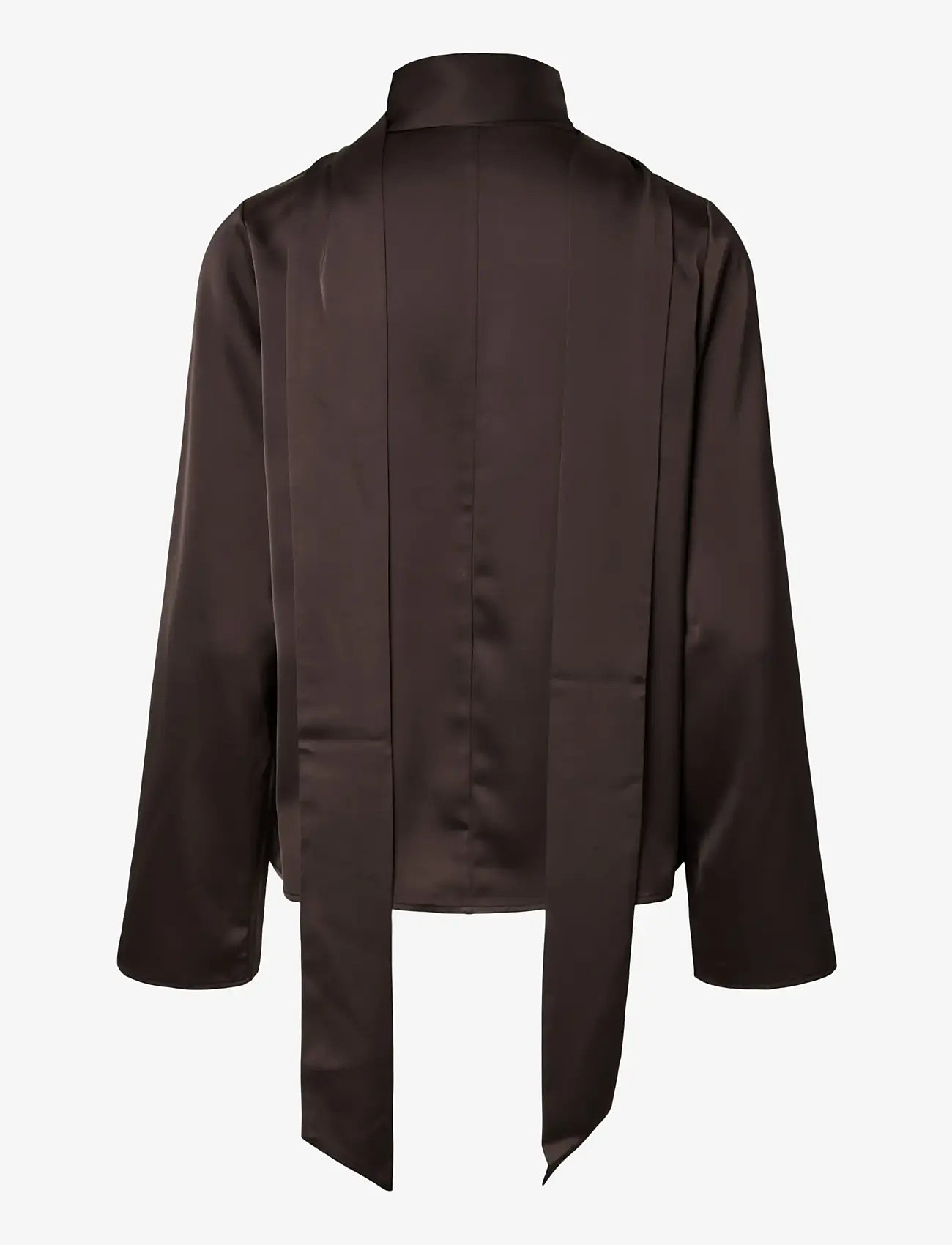 YAS - YASPELLA LS SCARF TOP S. - D2D - long sleeved blouses - chocolate brown - 1