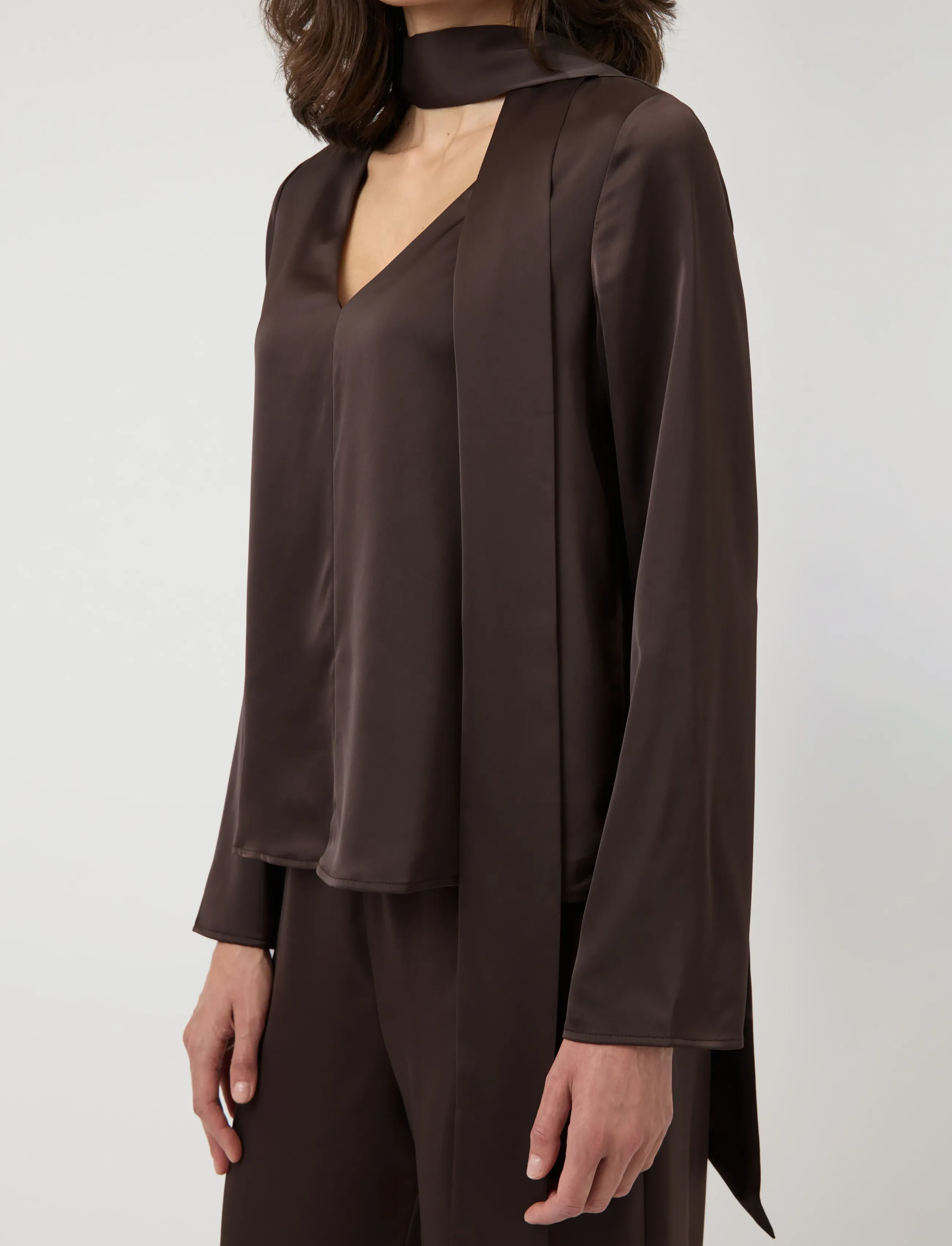 YAS - YASPELLA LS SCARF TOP S. - D2D - langärmlige blusen - chocolate brown - 5