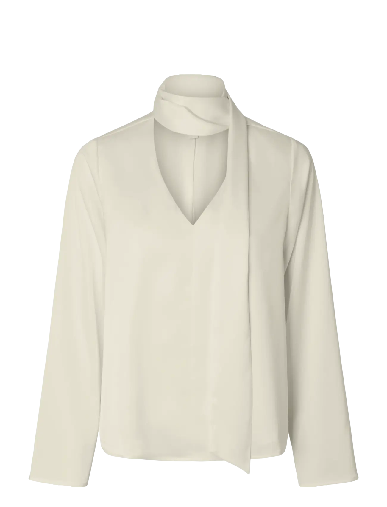 YAS YASPELLA LS SCARF TOP S. - D2D - Transitional Layering - PRISTINE / white