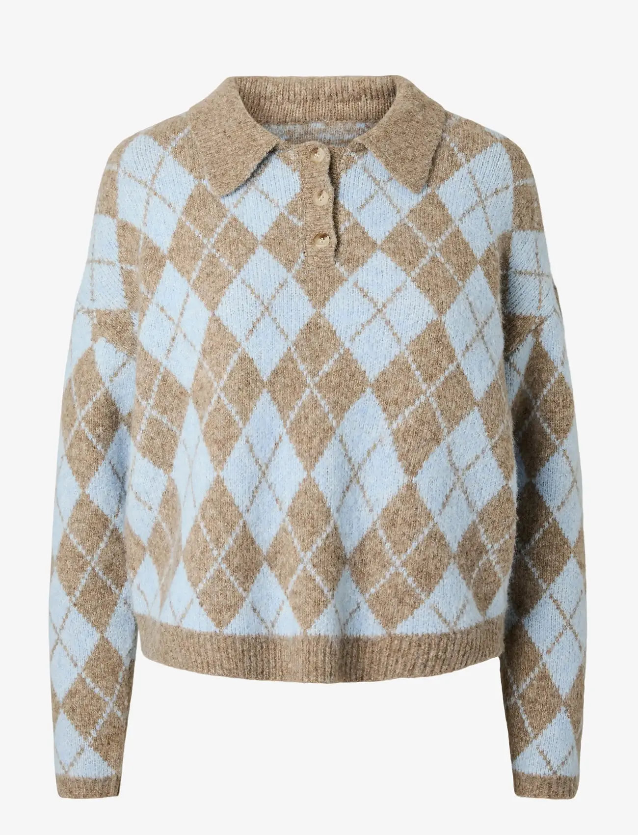 YAS - YASCHELLI LS POLO KNIT PULLOVER - D2D - sviitrid - fungi - 1