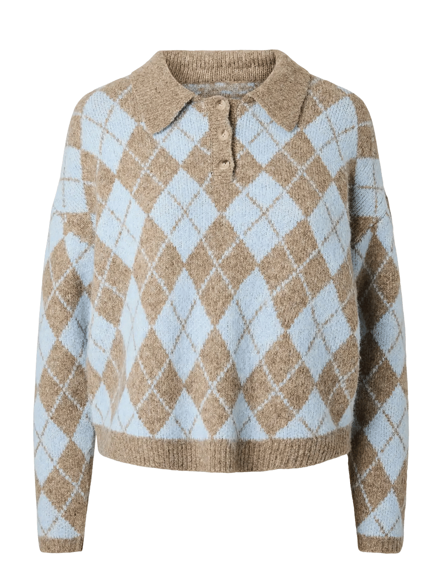 YAS - YASCHELLI LS POLO KNIT PULLOVER - D2D - gebreide truien - fungi - 1