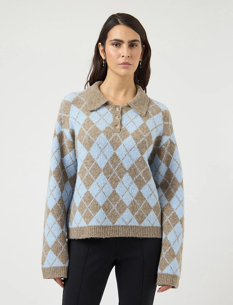 YAS - YASCHELLI LS POLO KNIT PULLOVER - D2D - sviitrid - fungi - 0