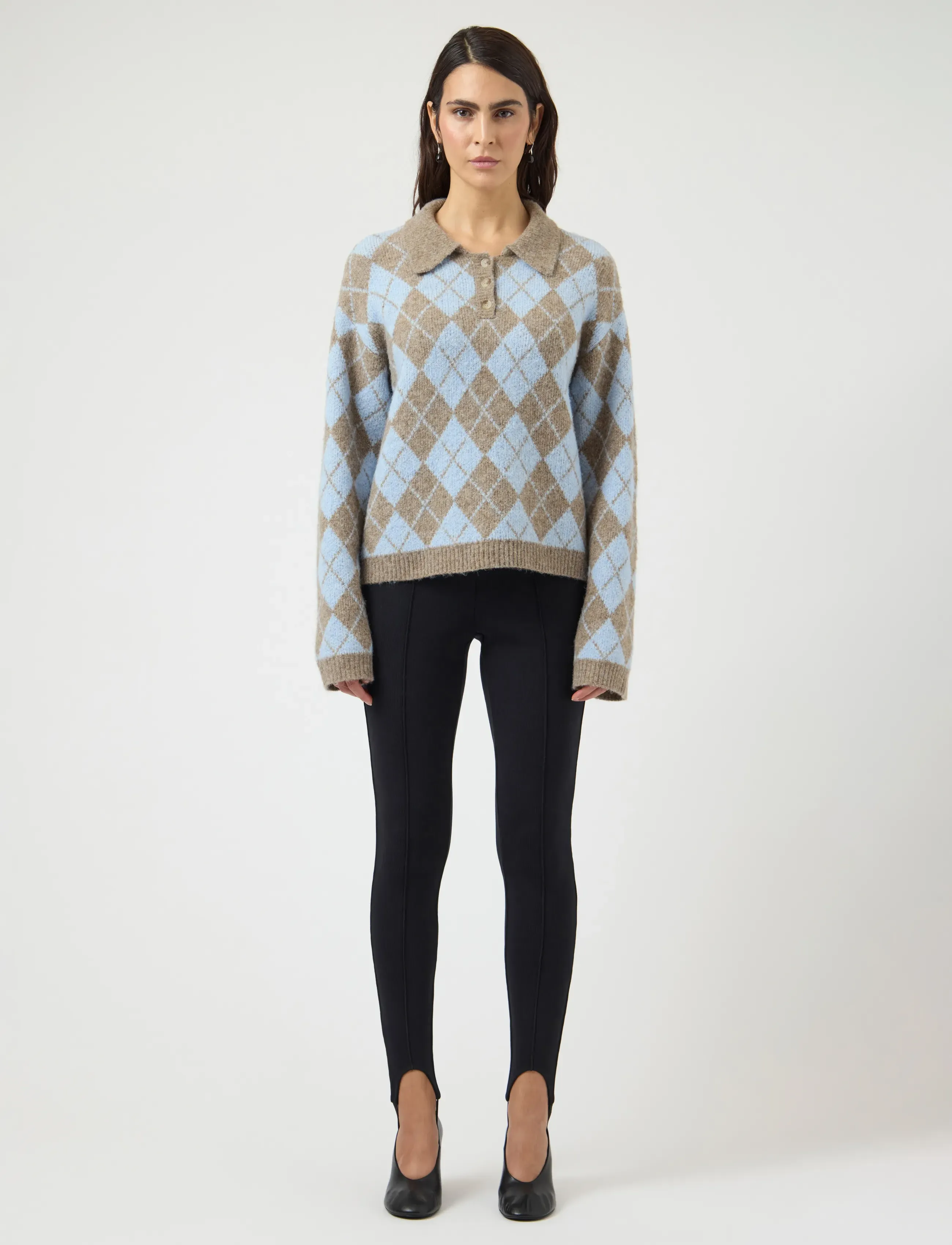 YAS - YASCHELLI LS POLO KNIT PULLOVER - D2D - jumpers - fungi - 4