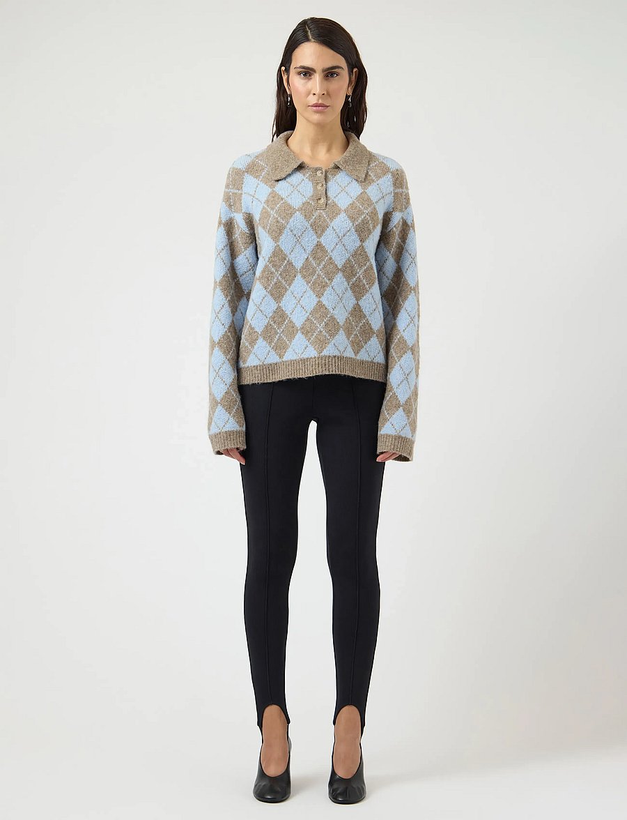 YAS - YASCHELLI LS POLO KNIT PULLOVER - D2D - gebreide truien - fungi - 4