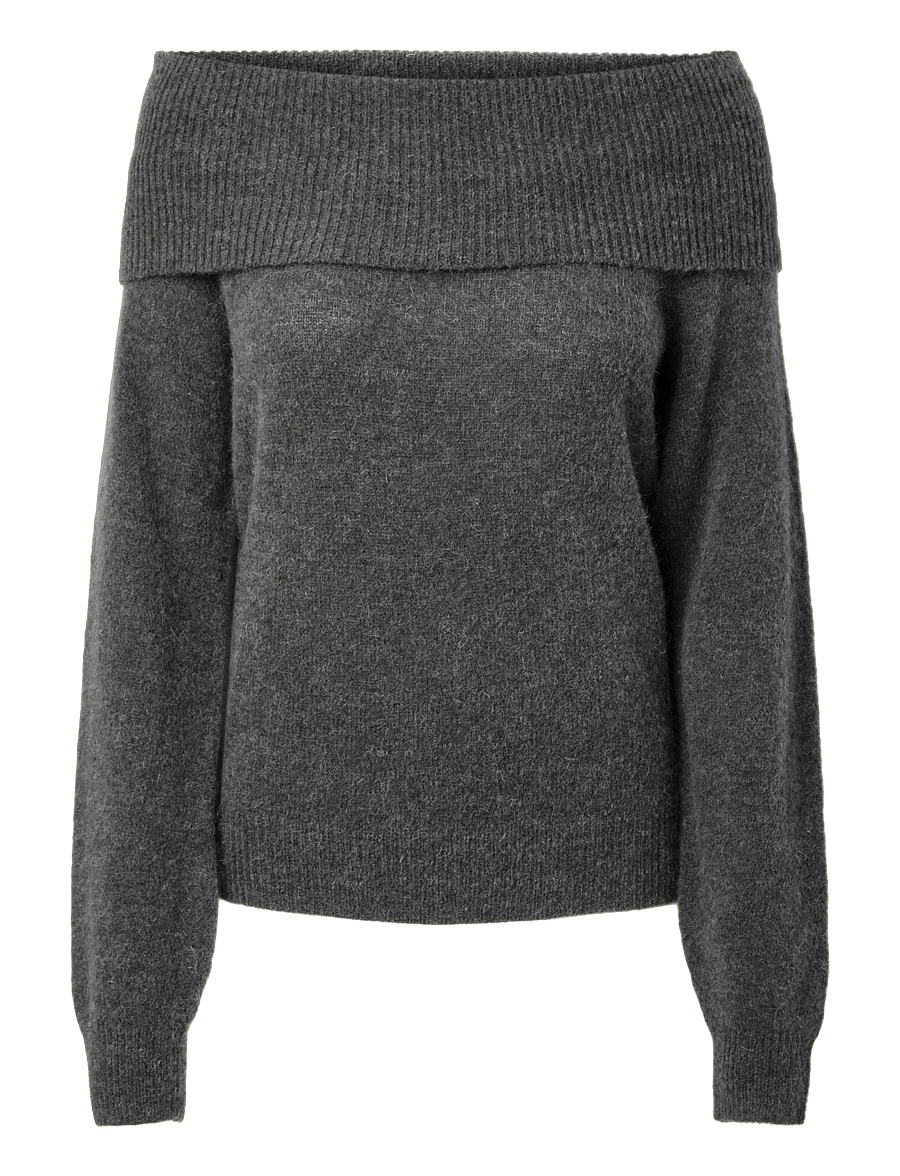 YAS - YASJOHI OS WOOL BLEND PULLOVER S. NOOS - medium grey melange - 0