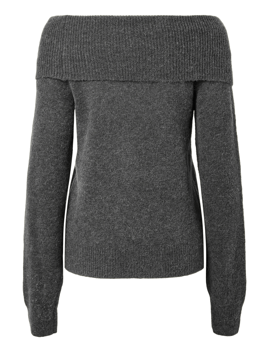 YAS - YASJOHI OS WOOL BLEND PULLOVER S. NOOS - medium grey melange - 1