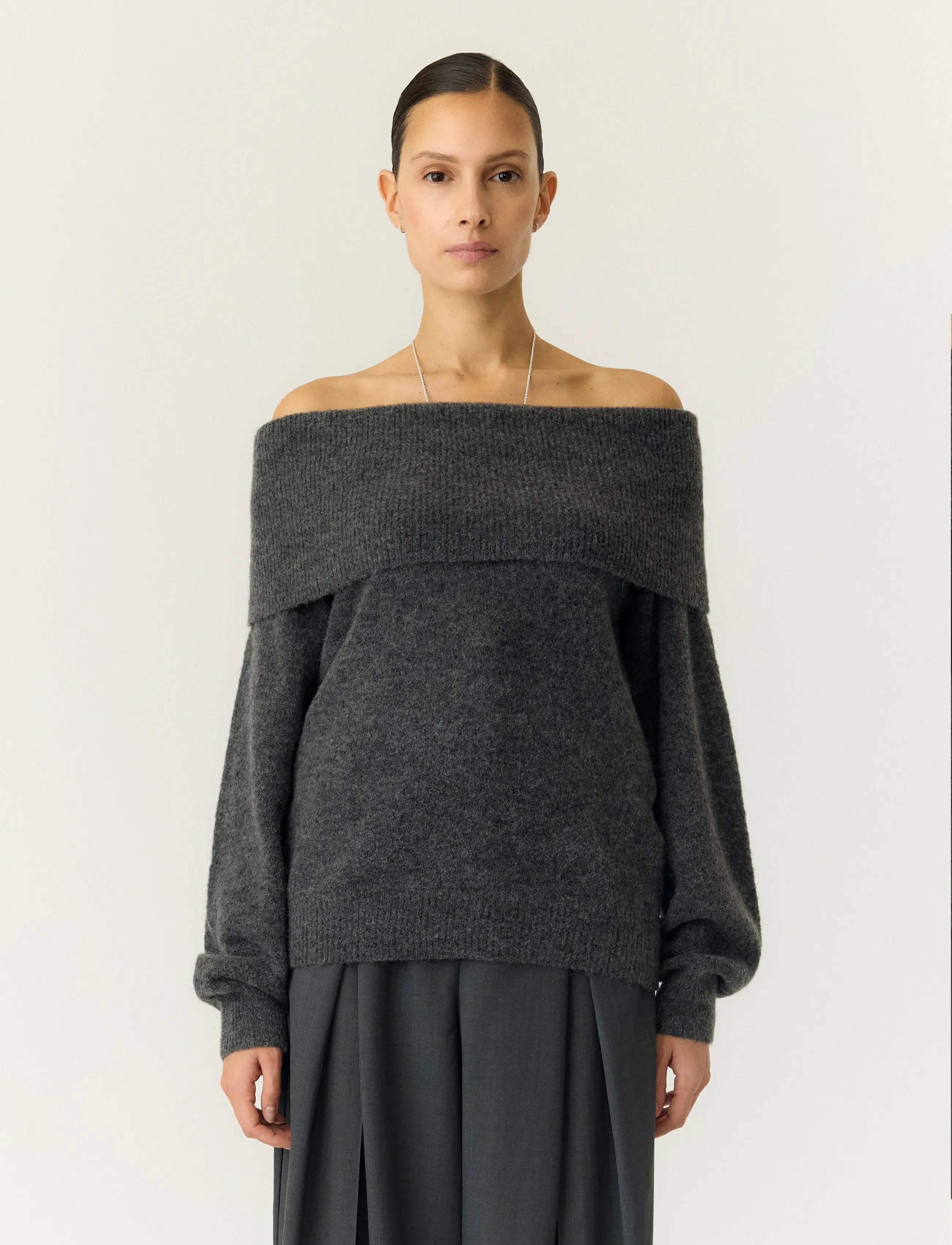 YAS YASJOHI OS WOOL BLEND PULLOVER S. NOOS - YAS - MEDIUM GREY MELANGE / grey