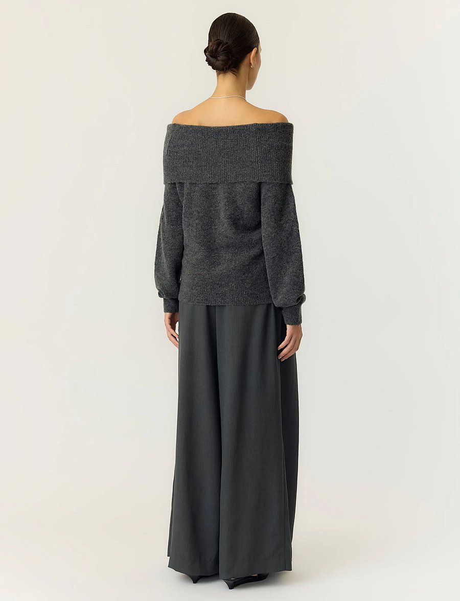 YAS - YASJOHI OS WOOL BLEND PULLOVER S. NOOS - striktrøjer - medium grey melange - 3
