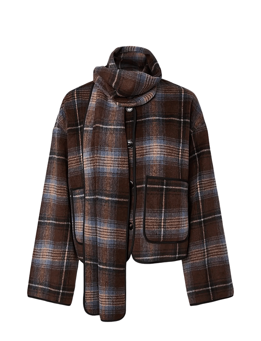 YAS - YASCALINO LS SCARF JACKET - ulljackor - carafe - 1