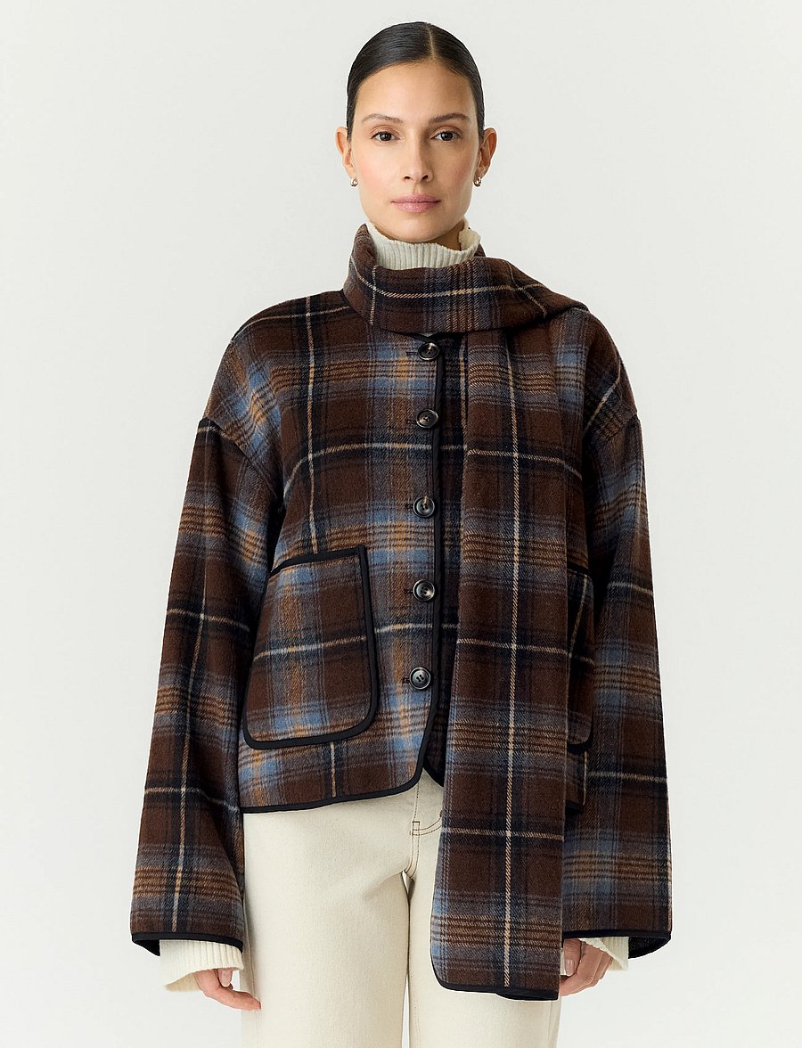 YAS - YASCALINO LS SCARF JACKET - ulljackor - carafe - 0