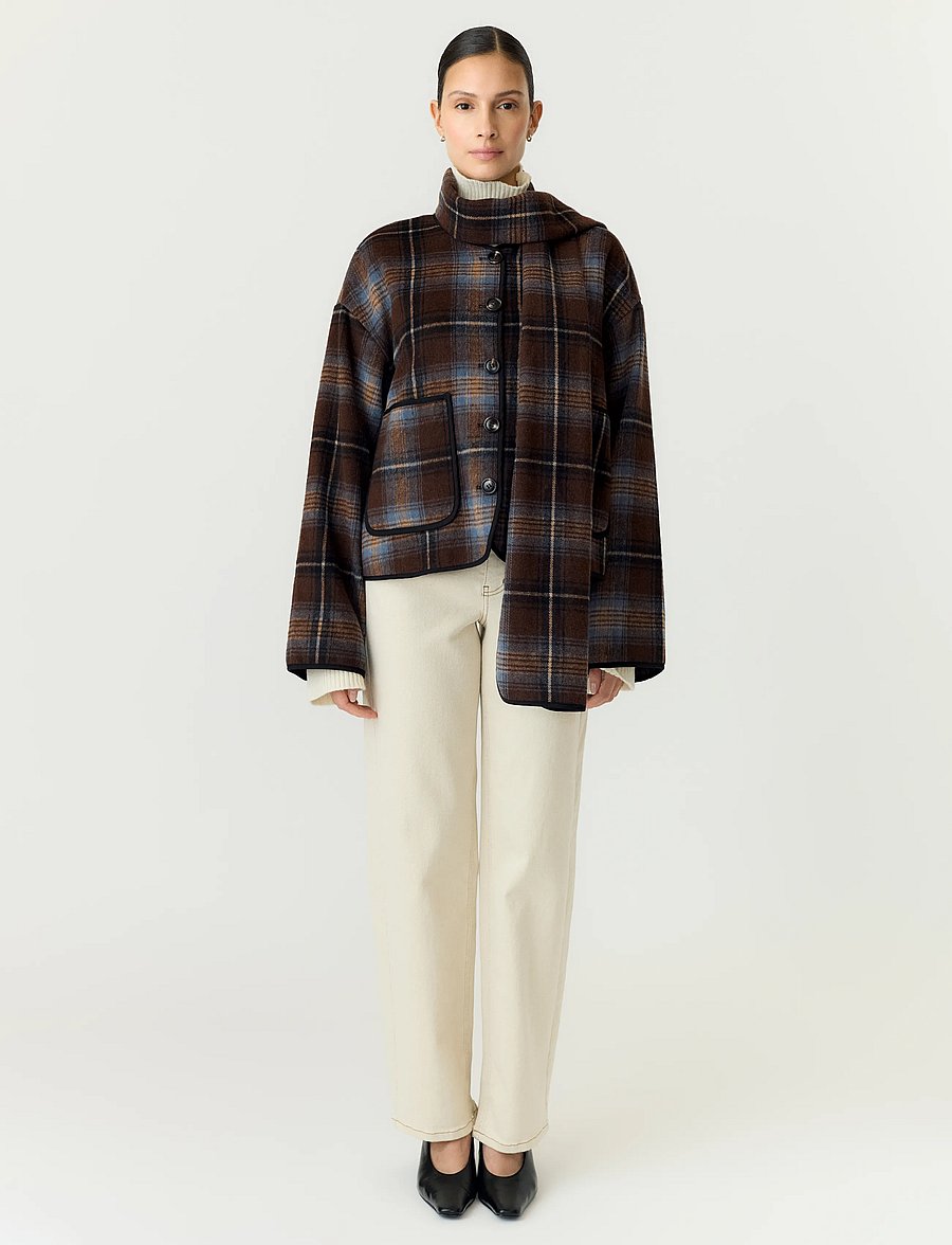 YAS - YASCALINO LS SCARF JACKET - ulljackor - carafe - 4