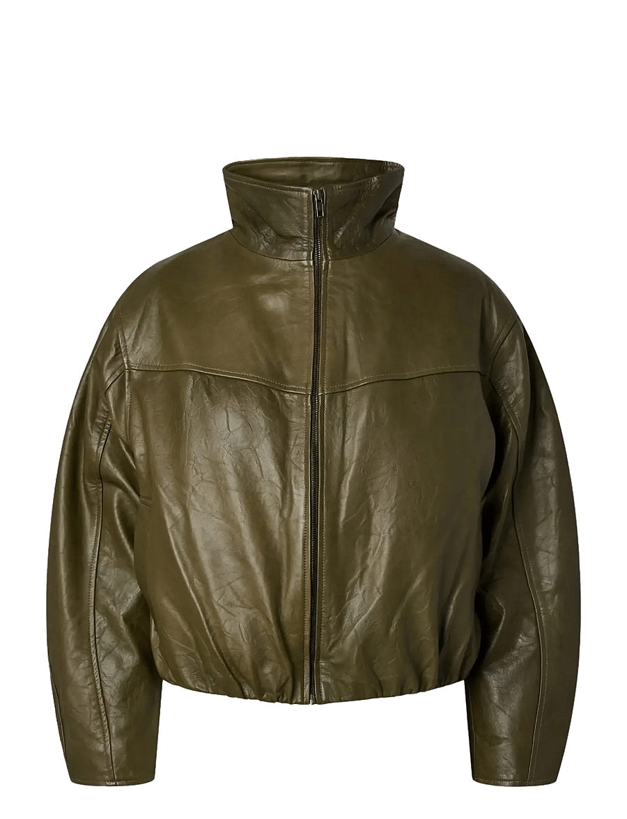 YAS - YASTOVY LS LEATHER BOMBER JACKET - vårjackor - dark olive - 1