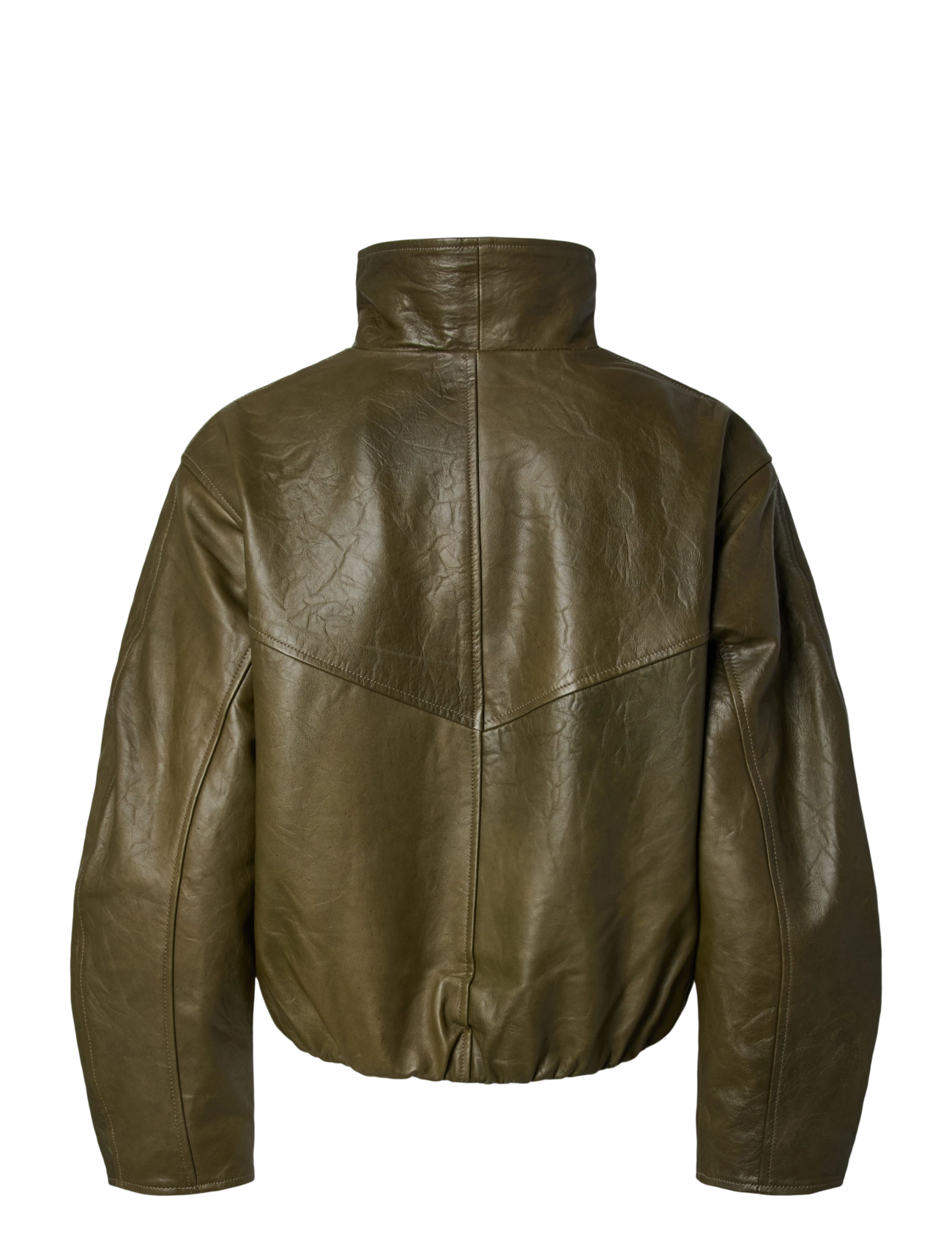 YAS - YASTOVY LS LEATHER BOMBER JACKET - spring jackets - dark olive - 2