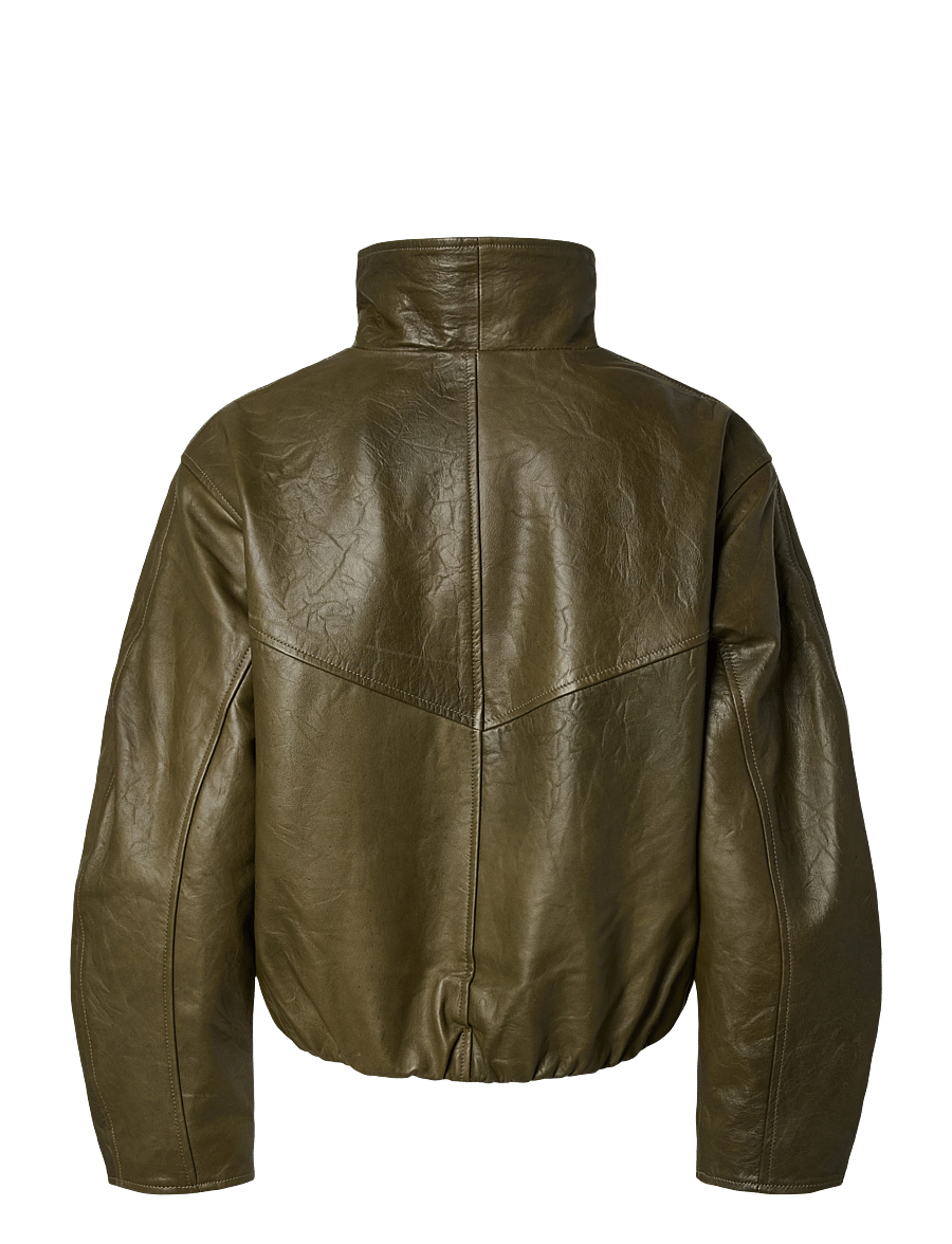 YAS - YASTOVY LS LEATHER BOMBER JACKET - vårjackor - dark olive - 2