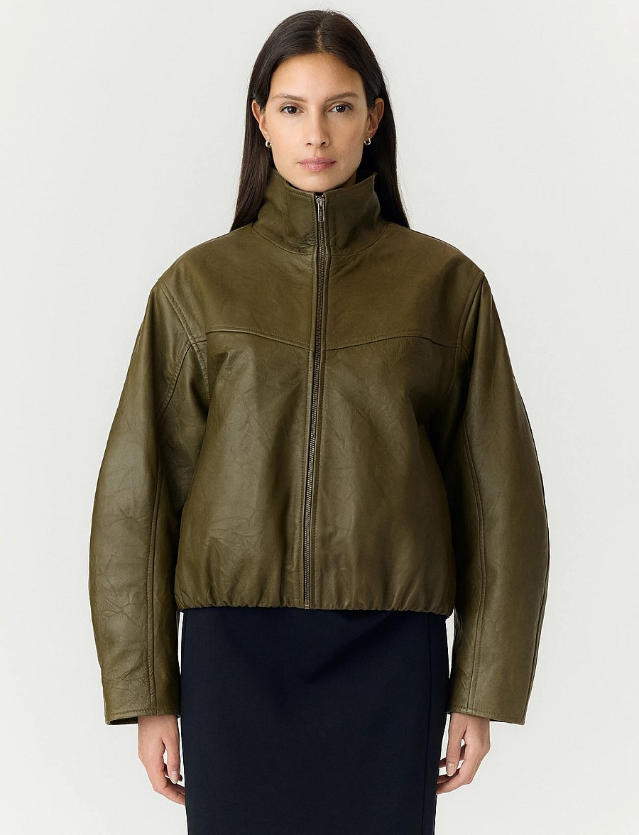 YAS - YASTOVY LS LEATHER BOMBER JACKET - vårjackor - dark olive - 0