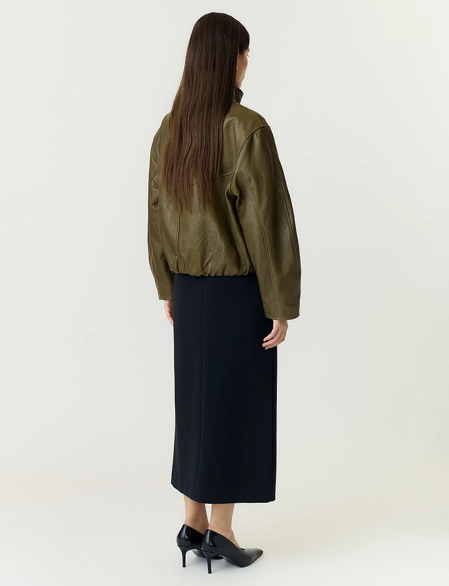 YAS - YASTOVY LS LEATHER BOMBER JACKET - vårjackor - dark olive - 3