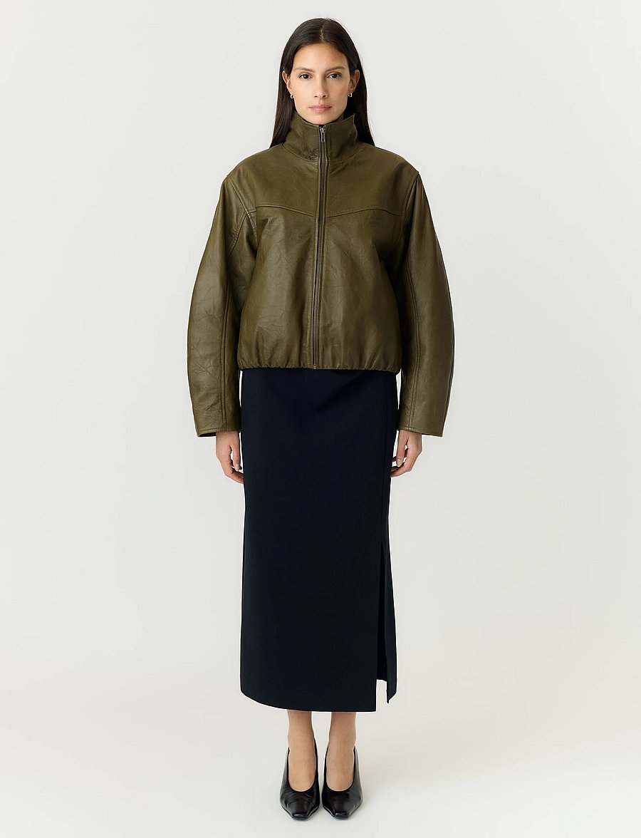 YAS - YASTOVY LS LEATHER BOMBER JACKET - vårjackor - dark olive - 4
