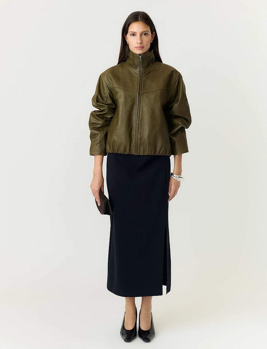 YAS - YASTOVY LS LEATHER BOMBER JACKET - vårjackor - dark olive - 5