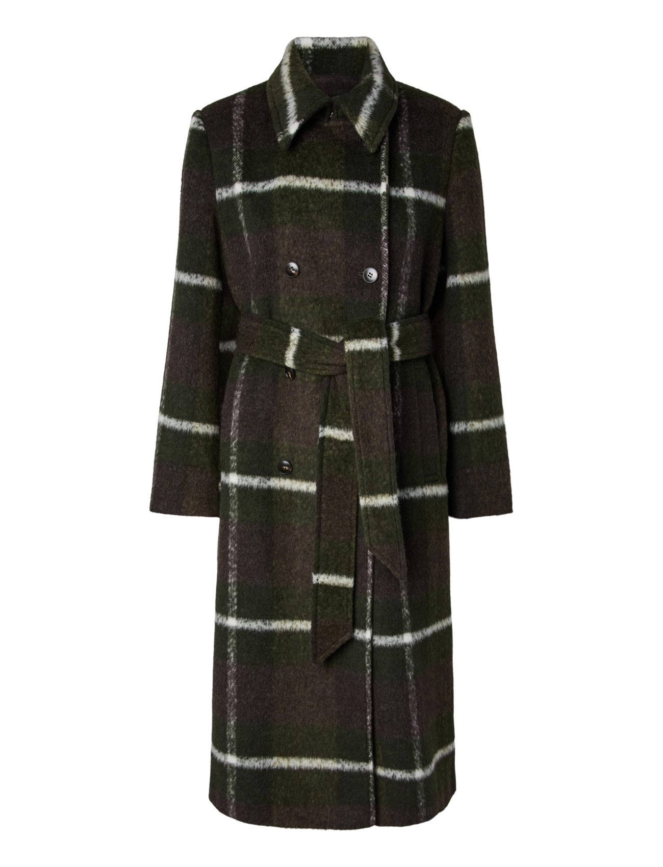 YAS - YASCHECKLY LONG COAT - forest night - 1