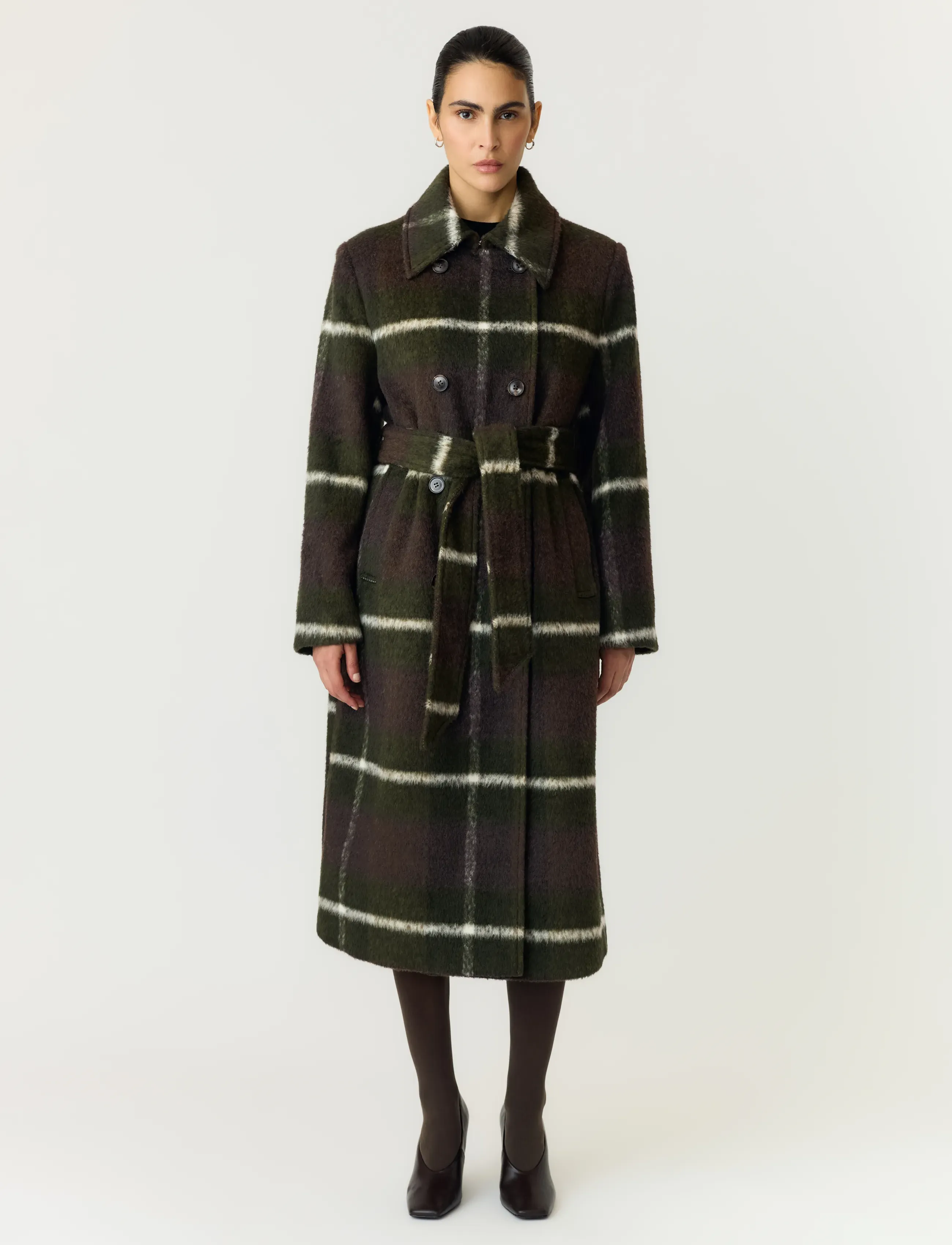 YAS YASCHECKLY LONG COAT - Kappor - FOREST NIGHT / green