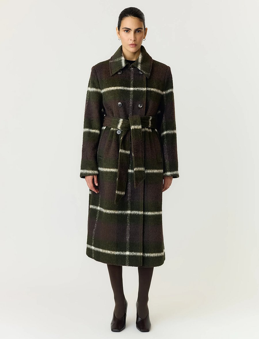 YAS - YASCHECKLY LONG COAT - forest night - 0