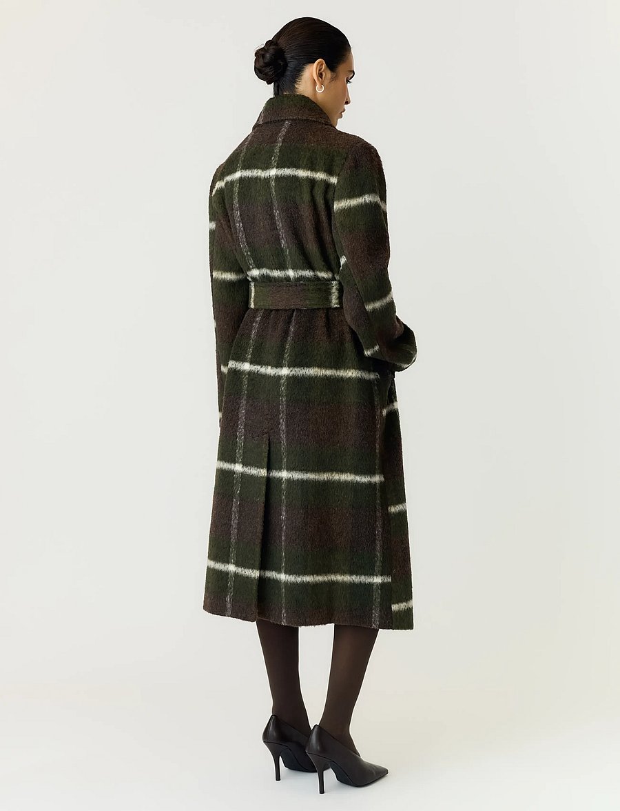 YAS - YASCHECKLY LONG COAT - forest night - 3